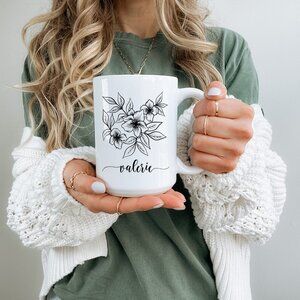 Custom Gifts, Elegant Large Latte Mug with Bamboo Lid and Latte Spoon